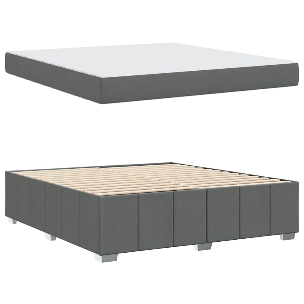 vidaXL Cadru de pat cu saltea Gri închis 180 x 200 cm țesătură
