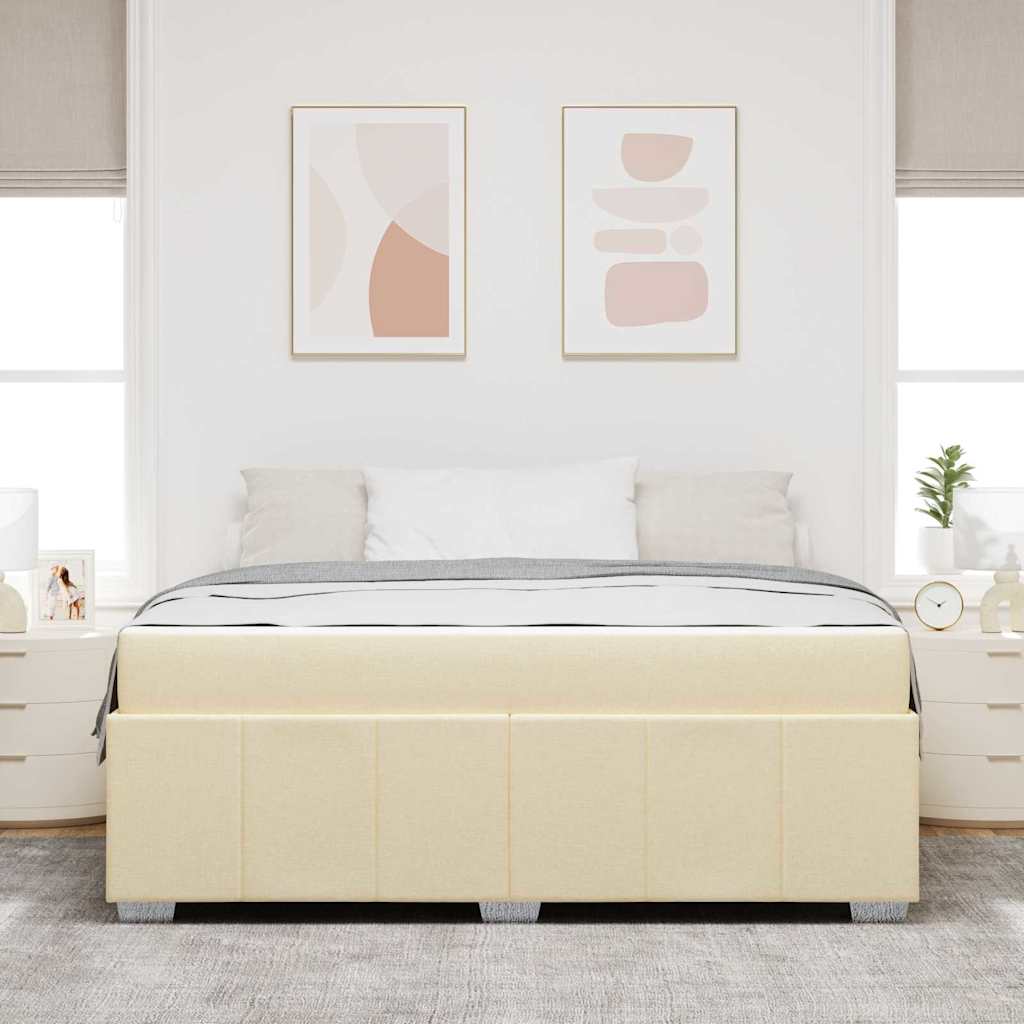 vidaXL Cadru de pat cu saltea Crem 180 x 200 cm țesătură