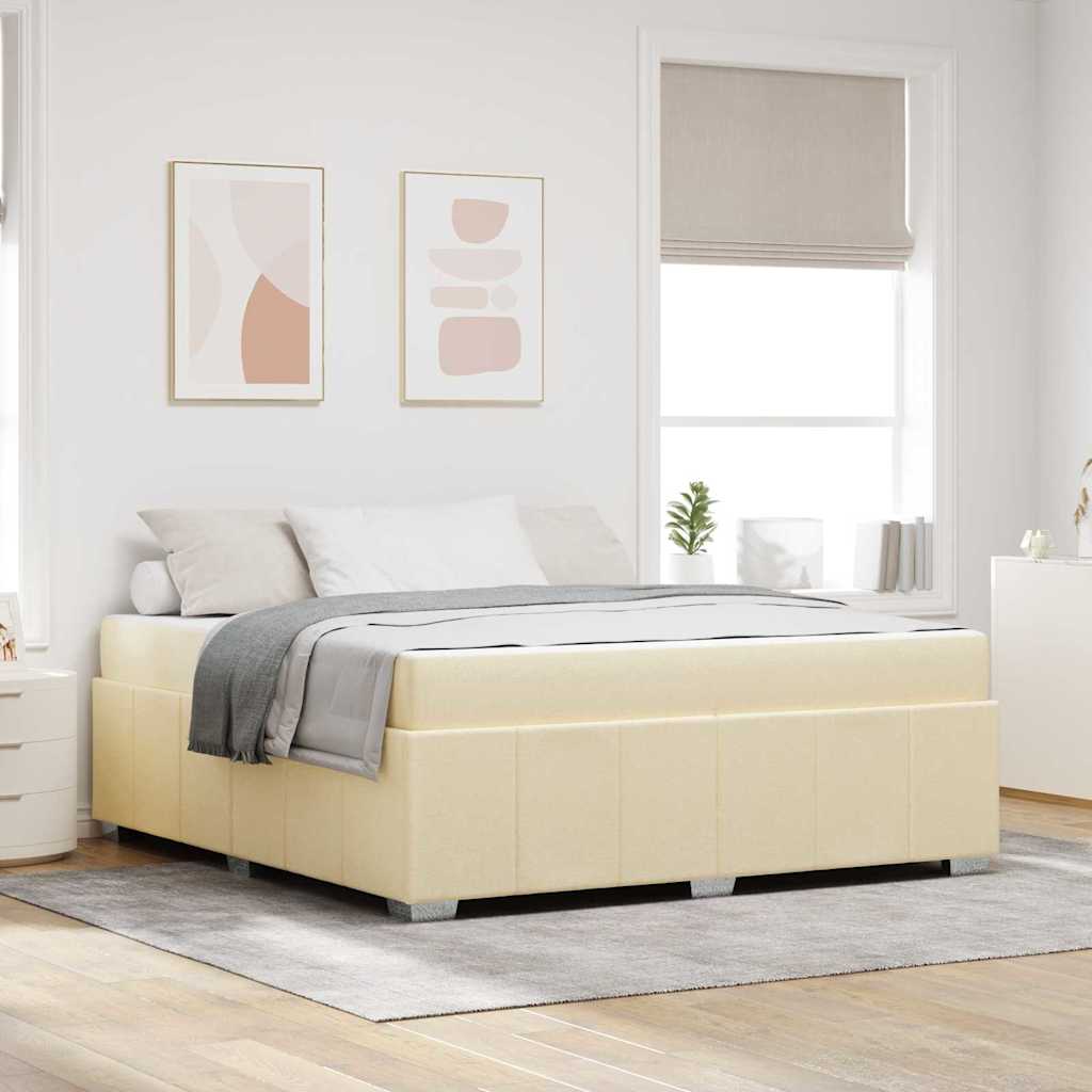 vidaXL Cadru de pat cu saltea Crem 180 x 200 cm țesătură