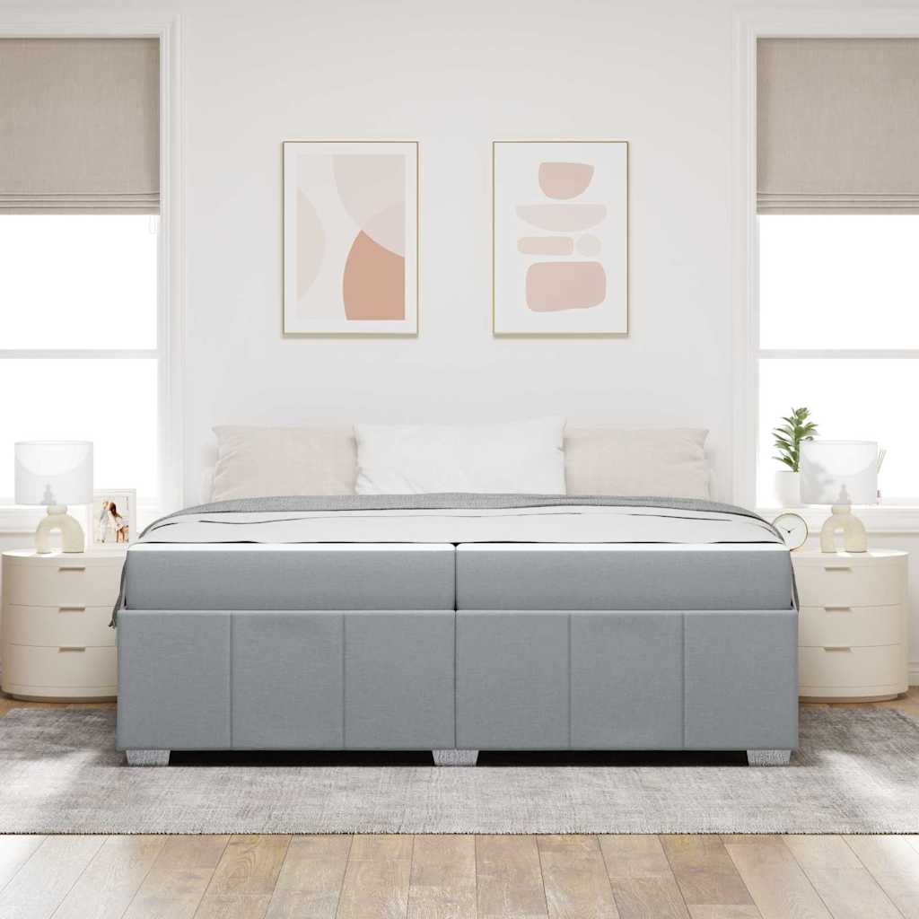 vidaXL Cadru de pat cu saltea Gri deschis 200 x 200 cm țesătură