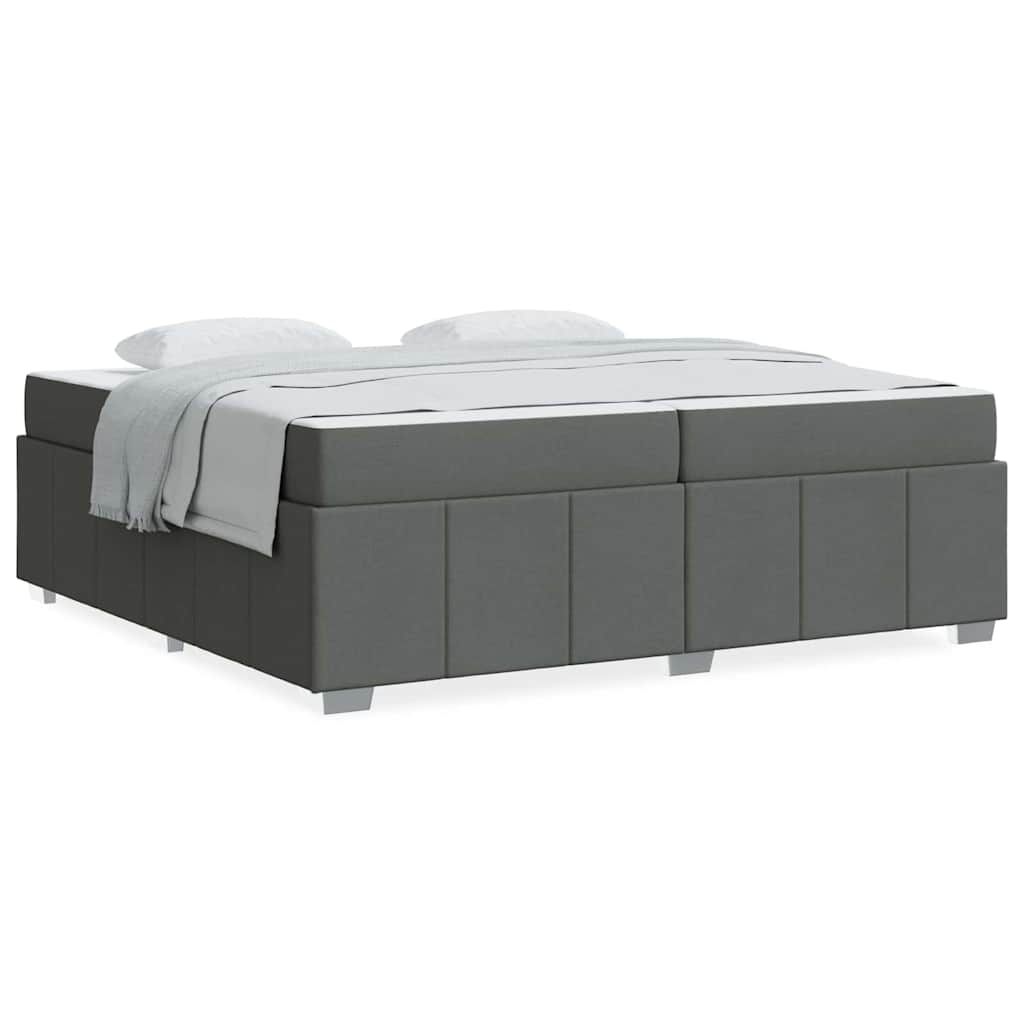 vidaXL Cadru de pat cu saltea Gri închis 200 x 200 cm țesătură