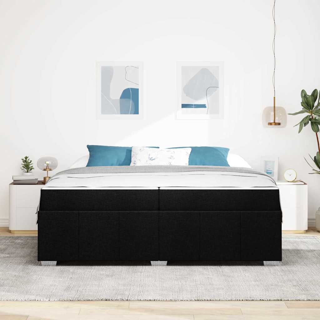 vidaXL Cadru de pat cu saltea Negru 200 x 200 cm țesătură