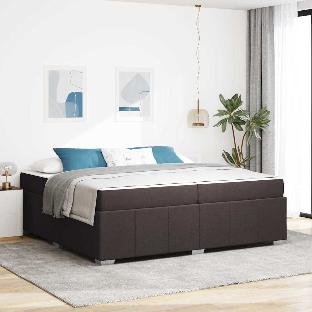 vidaXL Cadru de pat cu saltea Maro închis 200 x 200 cm țesătură