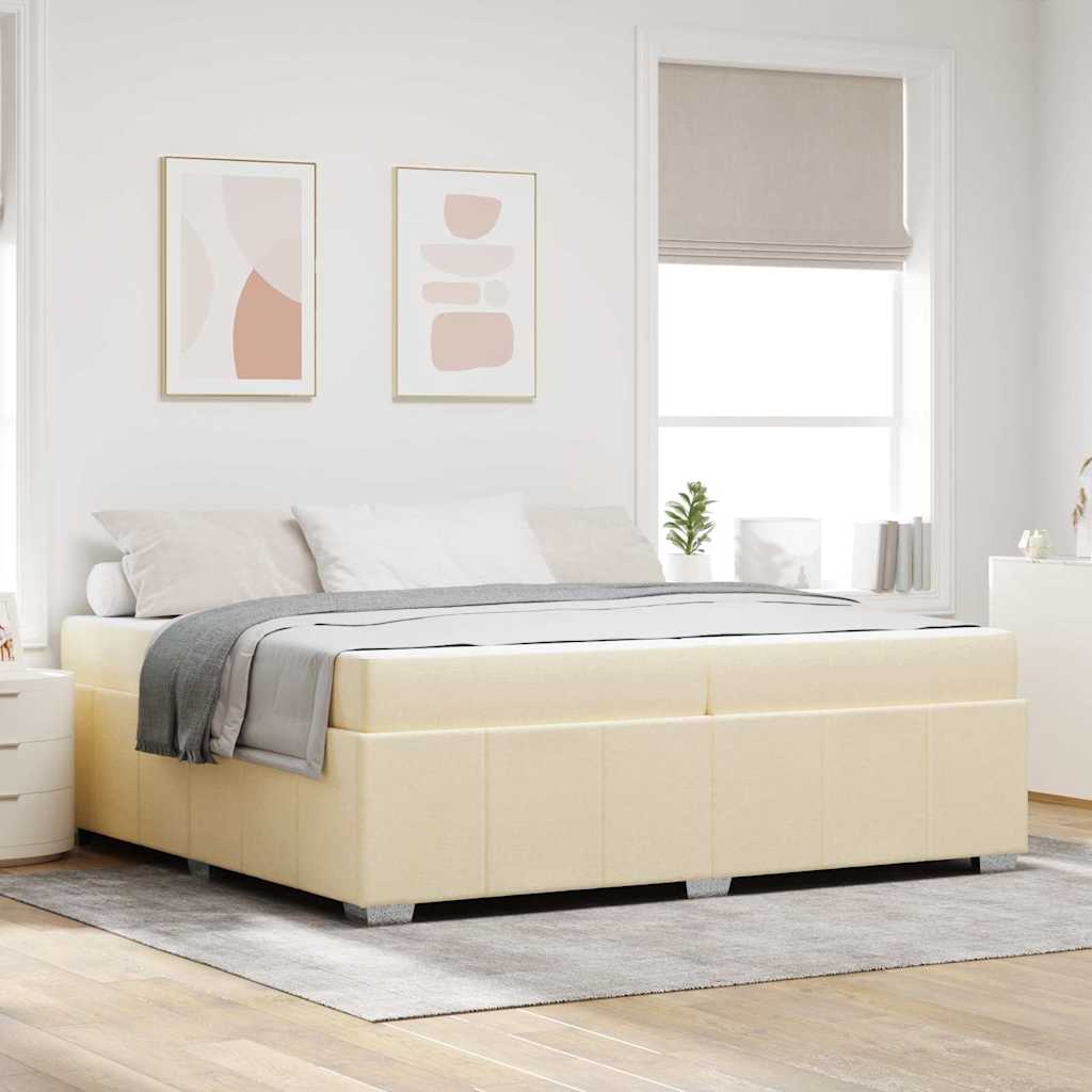 vidaXL Cadru de pat cu saltea Crem 200 x 200 cm țesătură