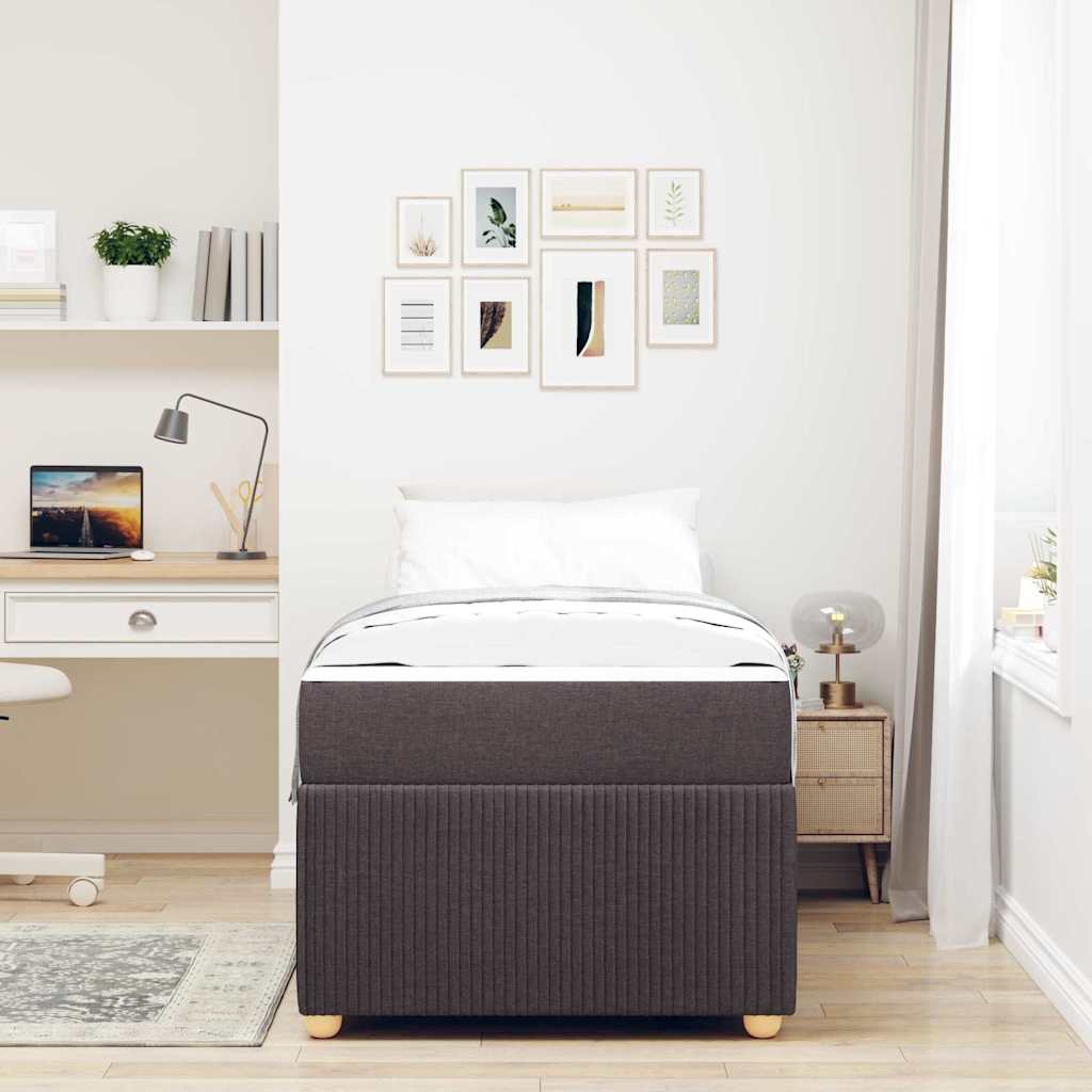 vidaXL Cadru de pat cu saltea Maro închis 80 x 200 cm țesătură