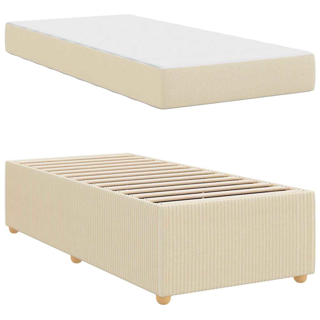 vidaXL Cadru de pat cu saltea cu saltea Crem 80 x 200 cm țesătură vidaXL Cadru de pat cu saltea cu saltea Crem 80 x 200 cm țesătură