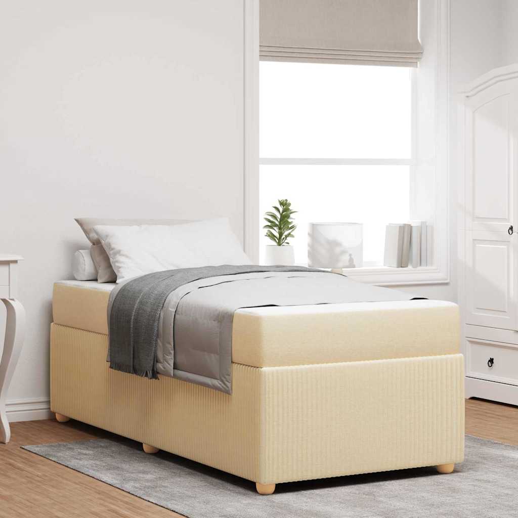 vidaXL Cadru de pat cu saltea cu saltea Crem 80 x 200 cm țesătură vidaXL Cadru de pat cu saltea cu saltea Crem 80 x 200 cm țesătură