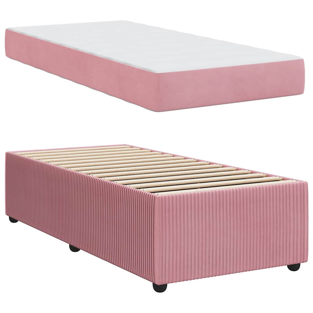 vidaXL Cadru de pat cu saltea cu saltea Roz 80 x 200 cm Catifea