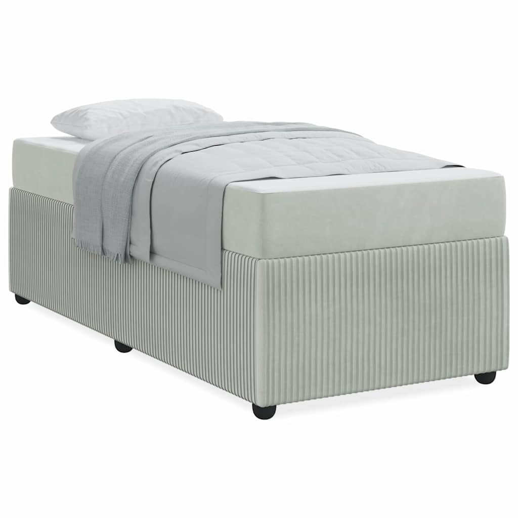 vidaXL Cadru de pat cu saltea Gri deschis 90 x 190 cm Catifea