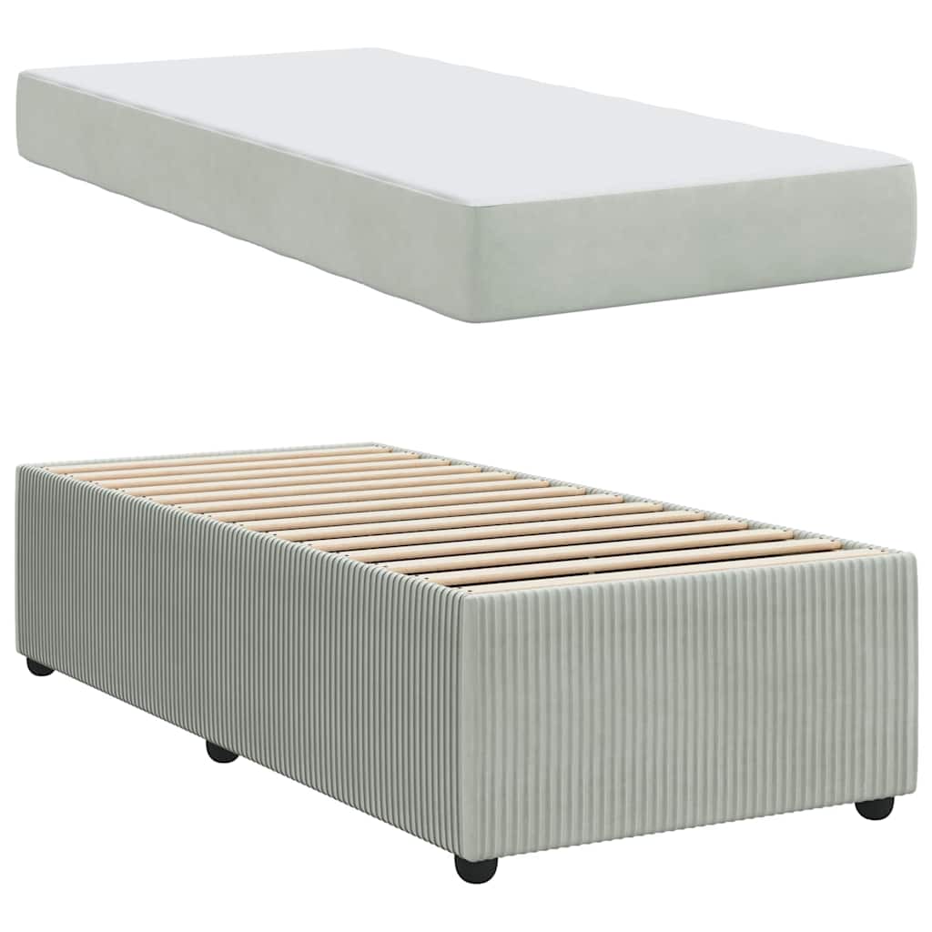 vidaXL Cadru de pat cu saltea Gri deschis 90 x 190 cm Catifea