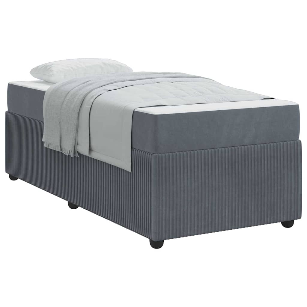 vidaXL Cadru de pat cu saltea cu saltea Gri închis 90 x 200 cm Catifea