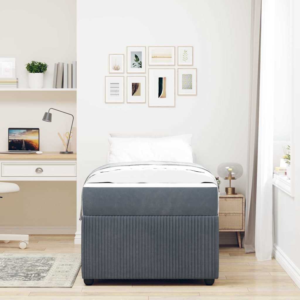 vidaXL Cadru de pat cu saltea cu saltea Gri închis 90 x 200 cm Catifea