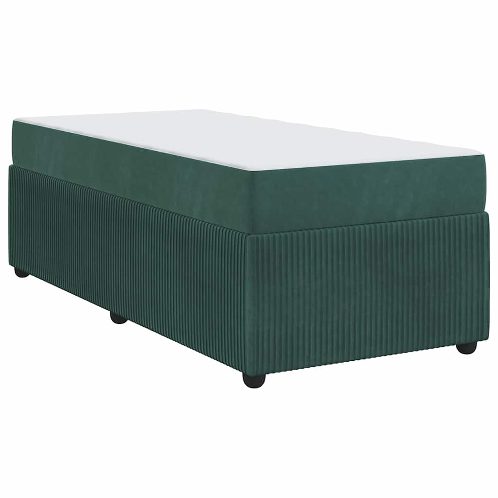 vidaXL Cadru de pat cu saltea Verde închis 90 x 200 cm Catifea