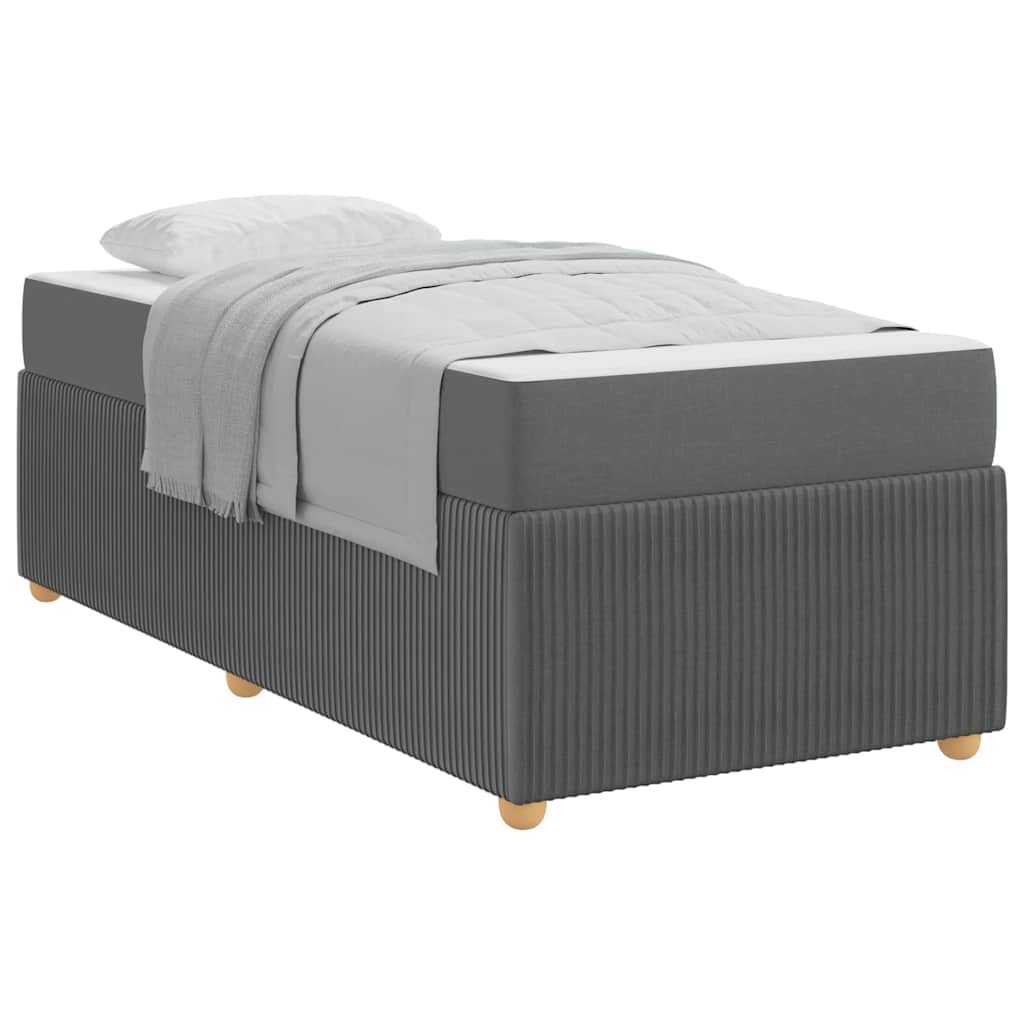 vidaXL Cadru de pat cu saltea Gri închis 100 x 200 cm țesătură