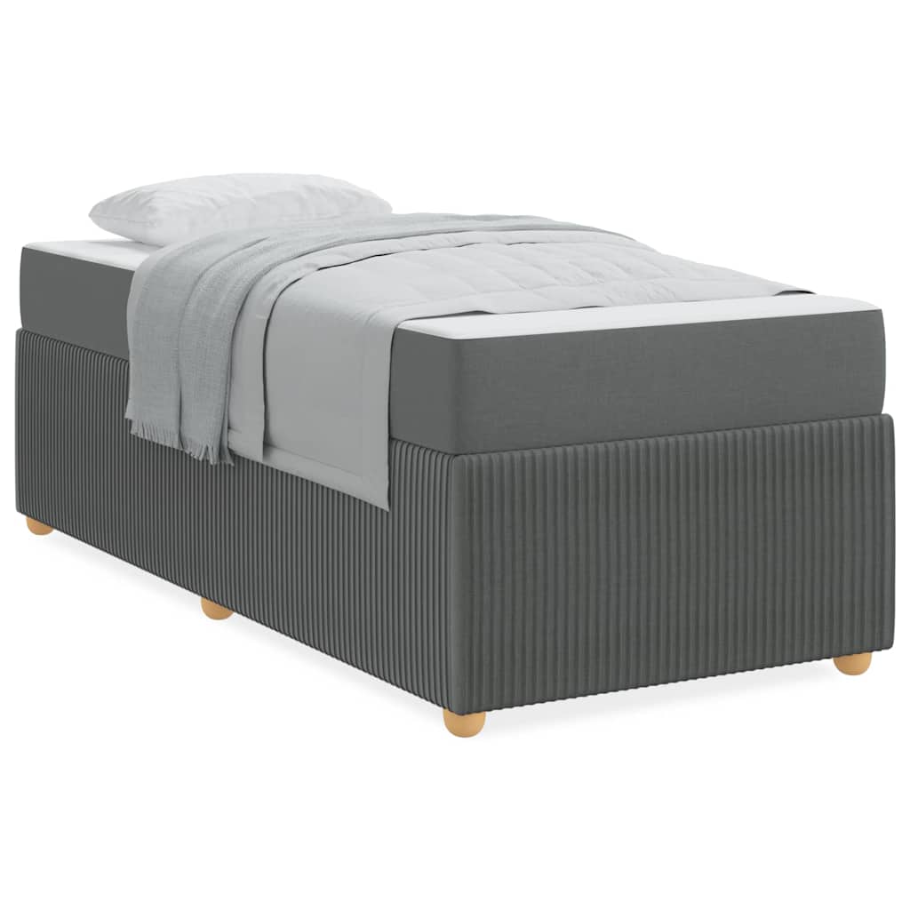 vidaXL Cadru de pat cu saltea Gri închis 100 x 200 cm țesătură