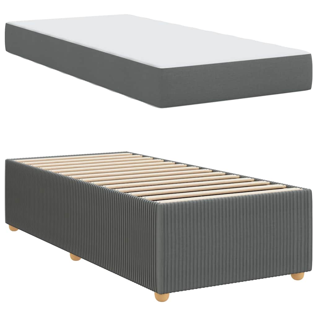 vidaXL Cadru de pat cu saltea Gri închis 100 x 200 cm țesătură