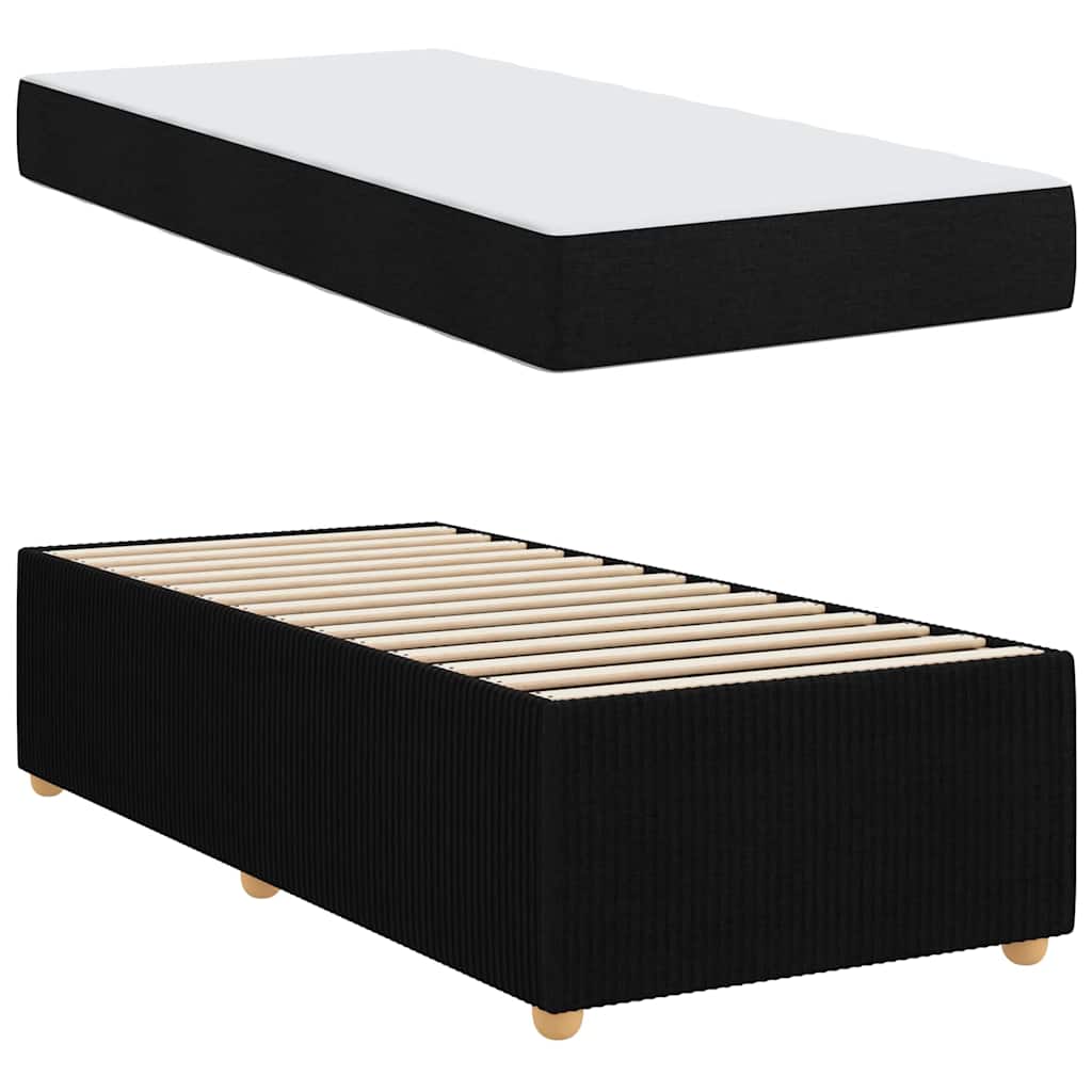 vidaXL Cadru de pat cu saltea cu saltea Negru 100 x 200 cm țesătură