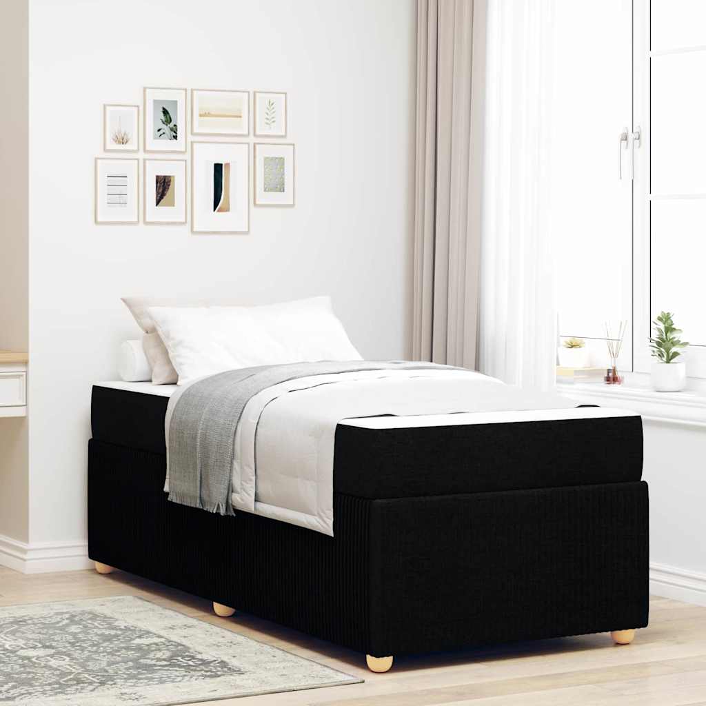 vidaXL Cadru de pat cu saltea cu saltea Negru 100 x 200 cm țesătură