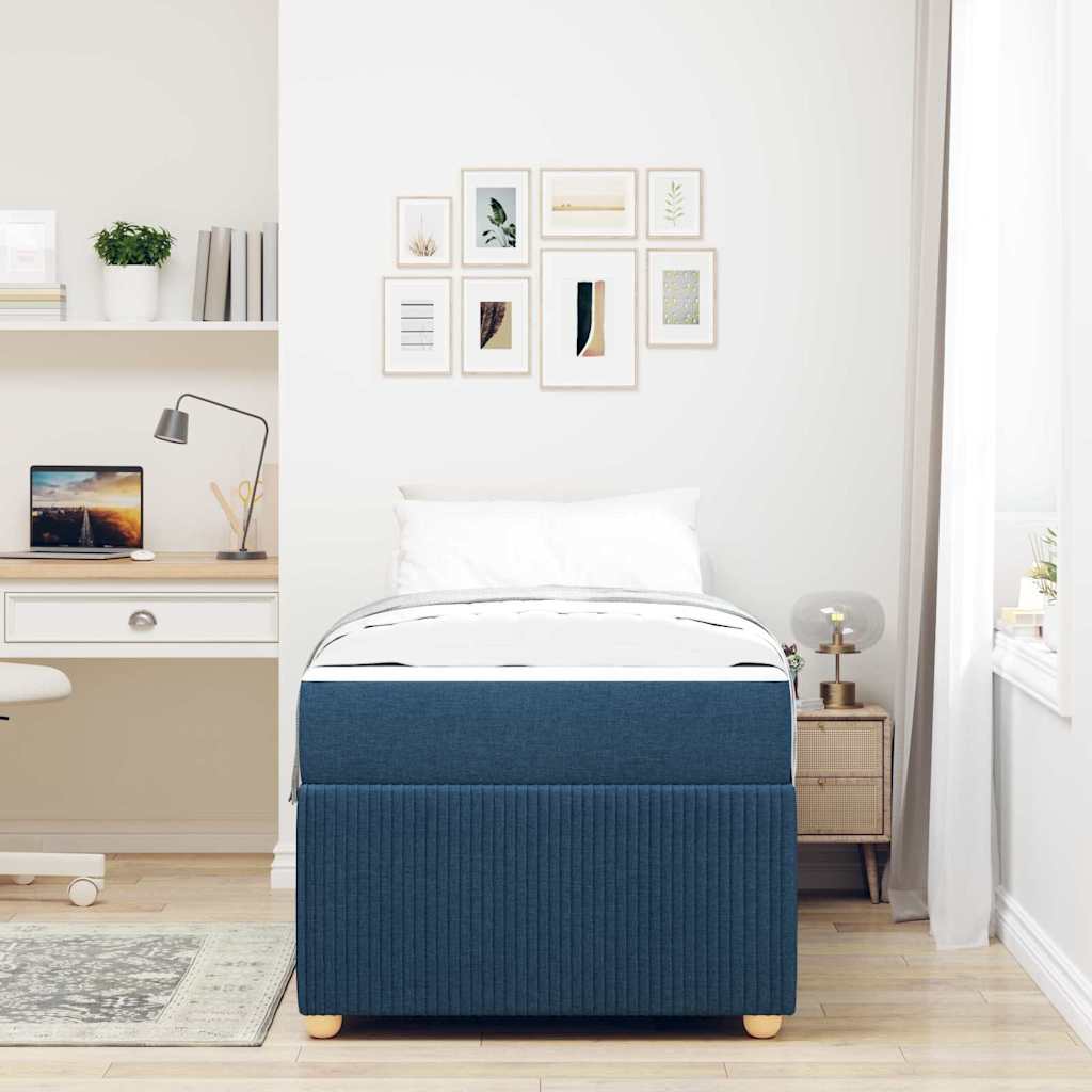 vidaXL Cadru de pat cu saltea cu saltea albastru 100 x 200 cm țesătură