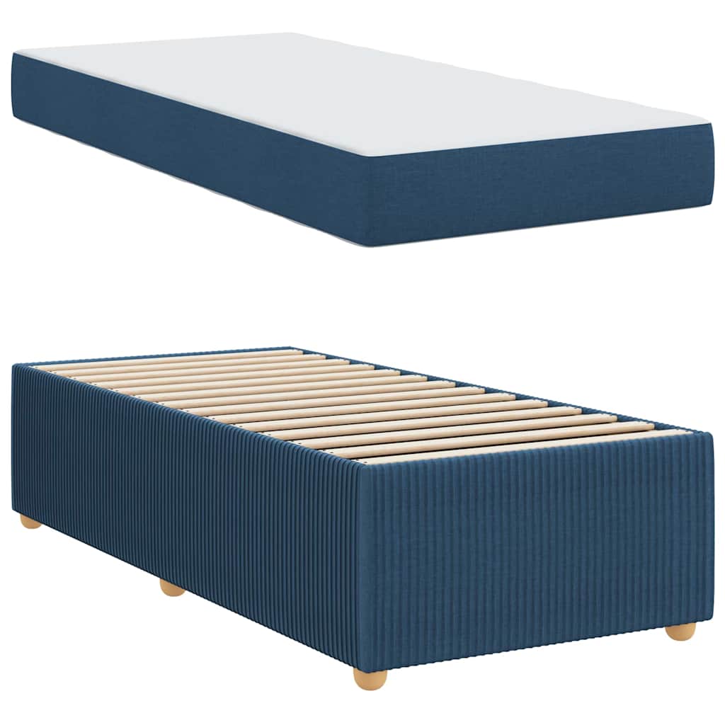 vidaXL Cadru de pat cu saltea cu saltea albastru 100 x 200 cm țesătură