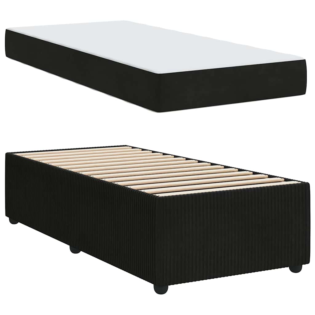 vidaXL Cadru de pat cu saltea cu saltea Negru 100 x 200 cm Catifea