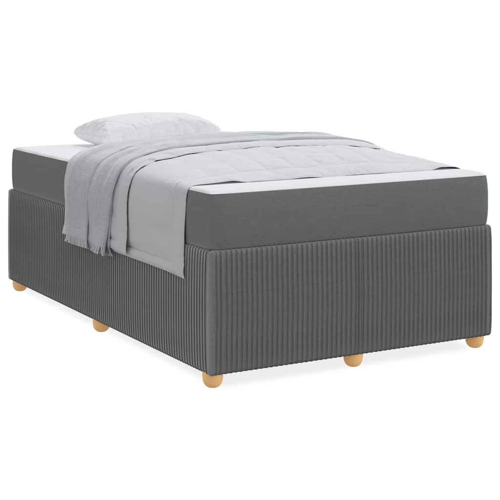 vidaXL Cadru de pat cu saltea Gri închis 120 x 190 cm țesătură