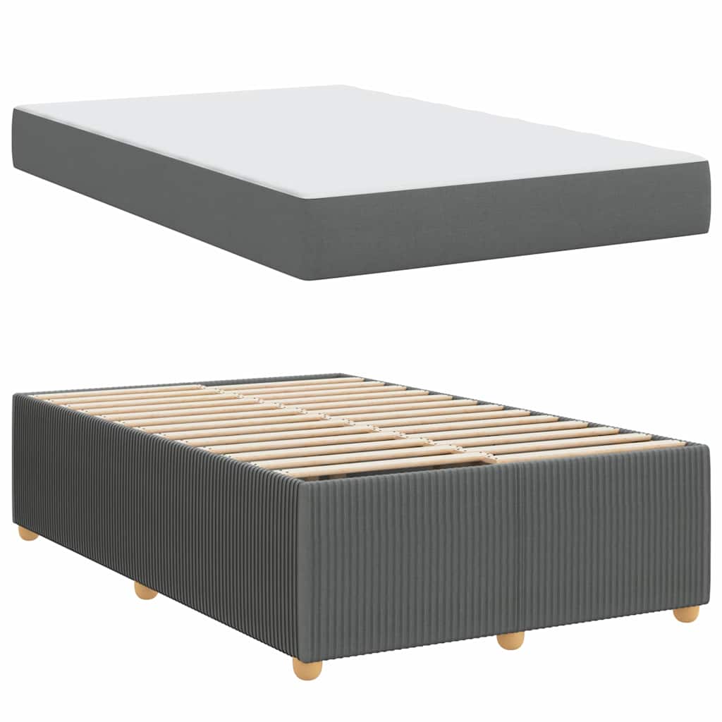 vidaXL Cadru de pat cu saltea Gri închis 120 x 190 cm țesătură
