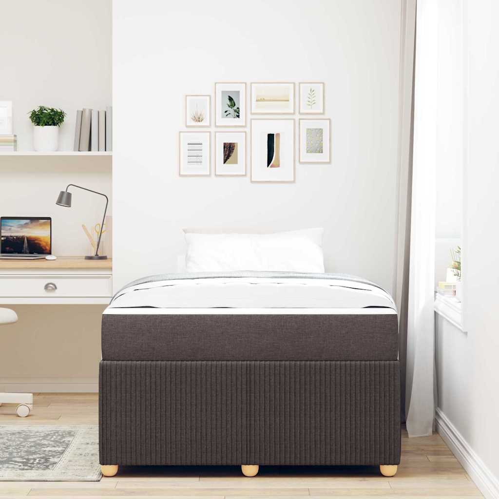 vidaXL Cadru de pat cu saltea Maro închis 120 x 190 cm țesătură