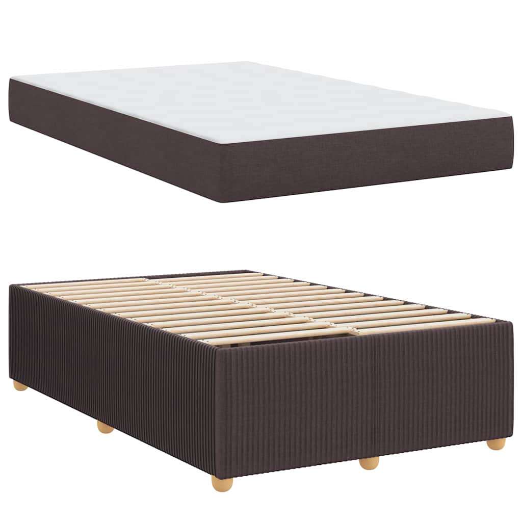 vidaXL Cadru de pat cu saltea Maro închis 120 x 190 cm țesătură