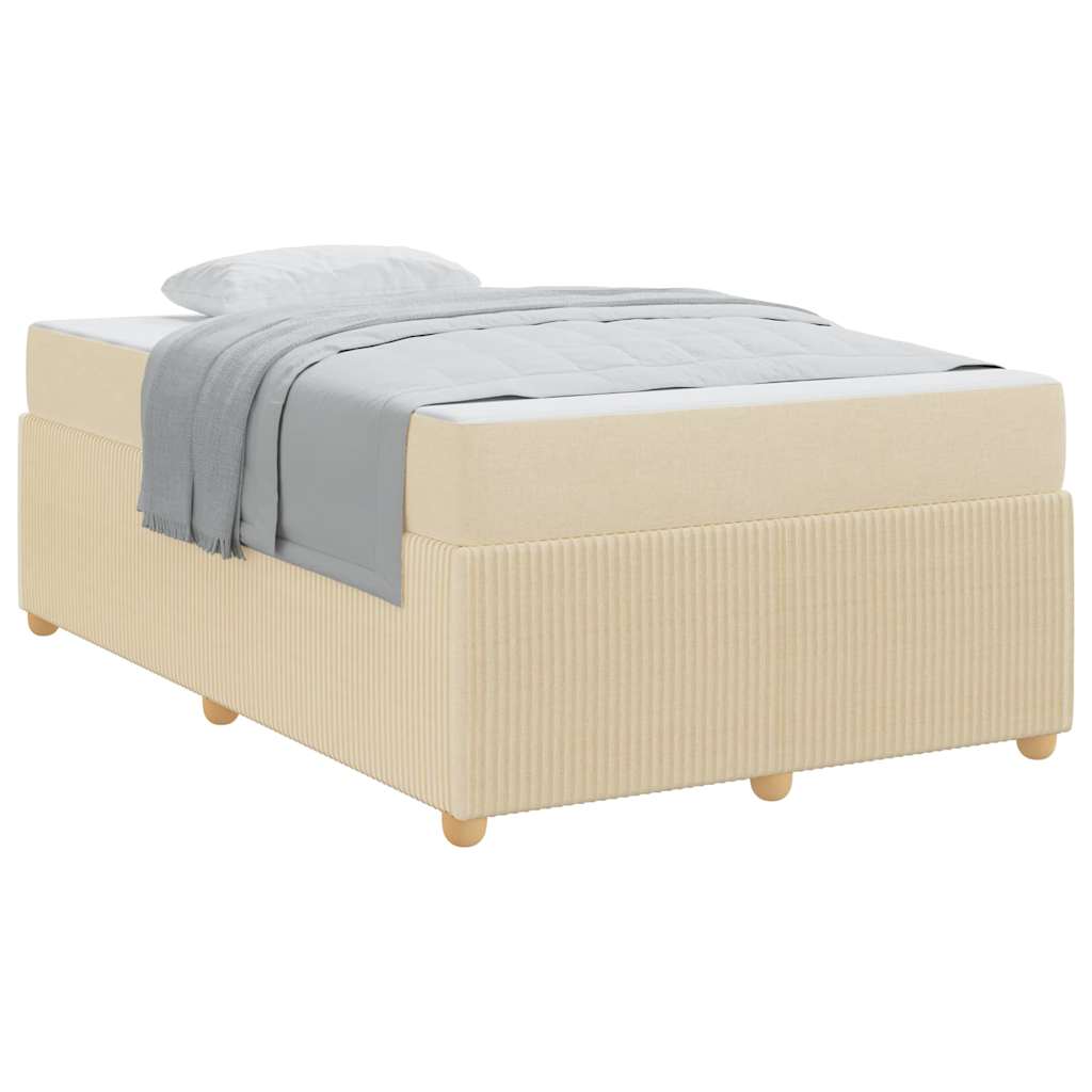 vidaXL Cadru de pat cu saltea cu saltea Crem 120 x 190 cm țesătură