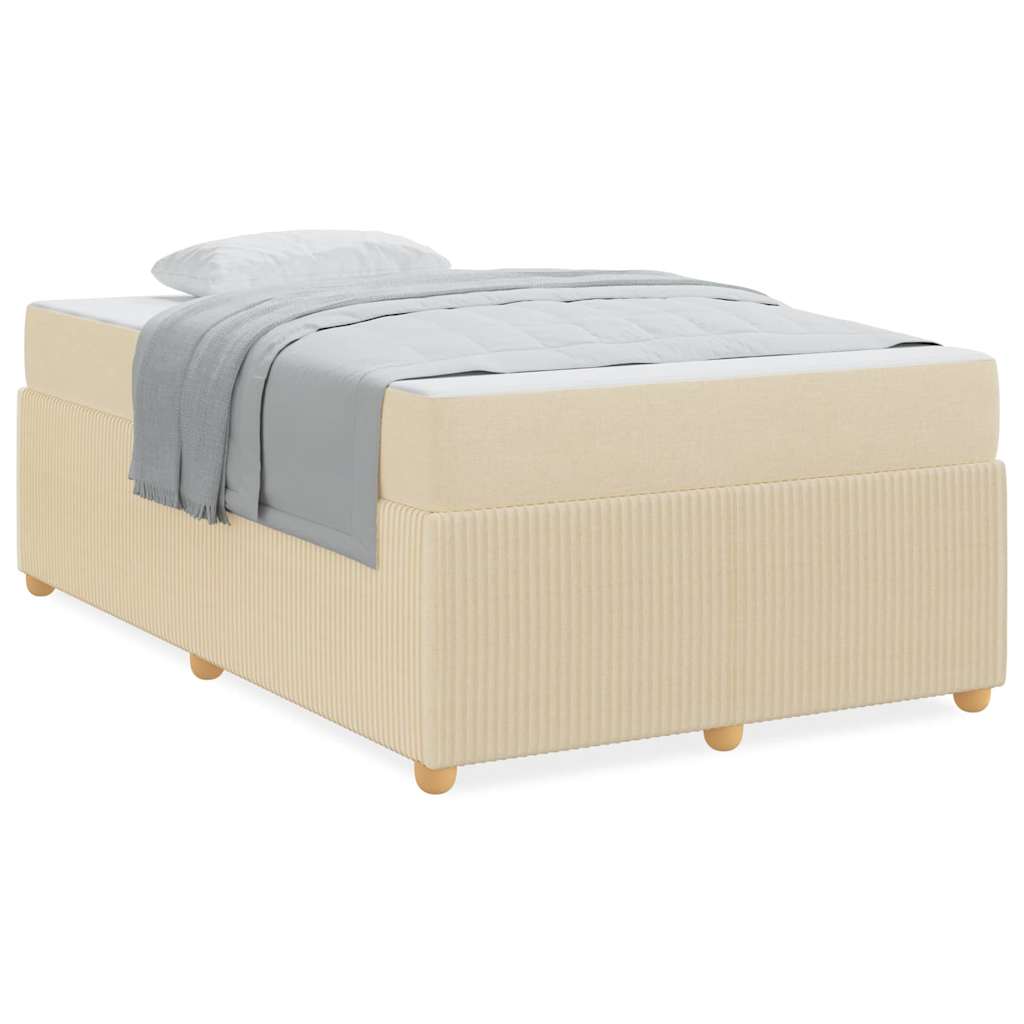 vidaXL Cadru de pat cu saltea cu saltea Crem 120 x 190 cm țesătură