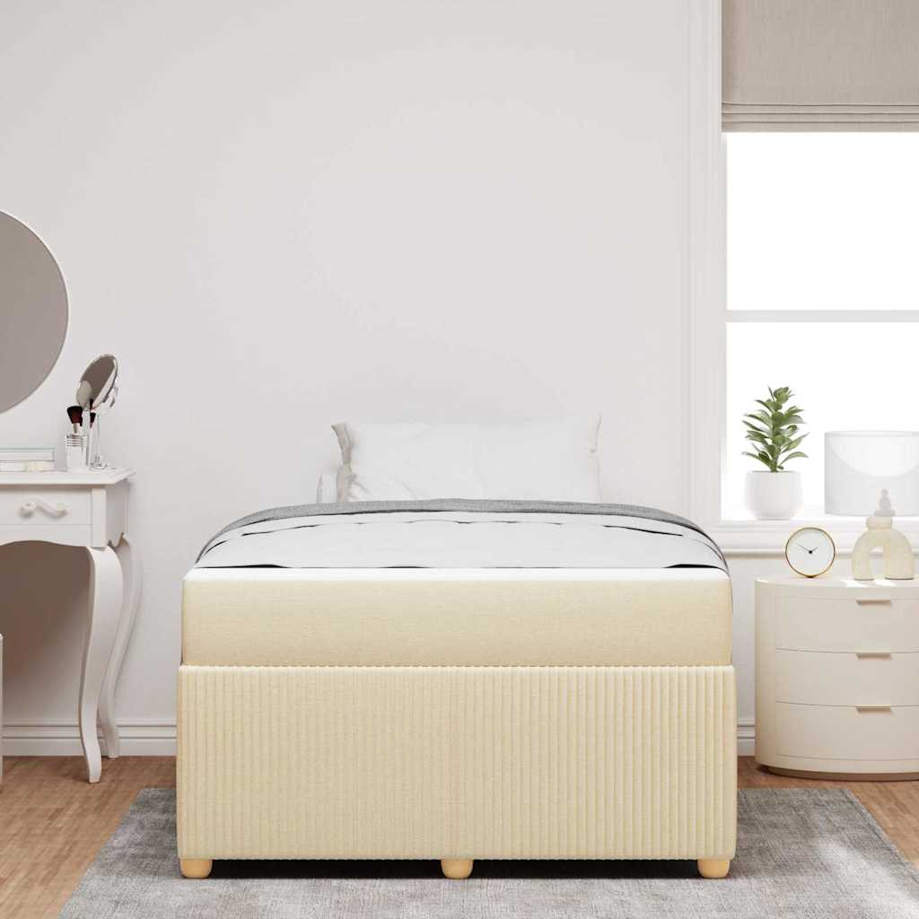 vidaXL Cadru de pat cu saltea cu saltea Crem 120 x 190 cm țesătură