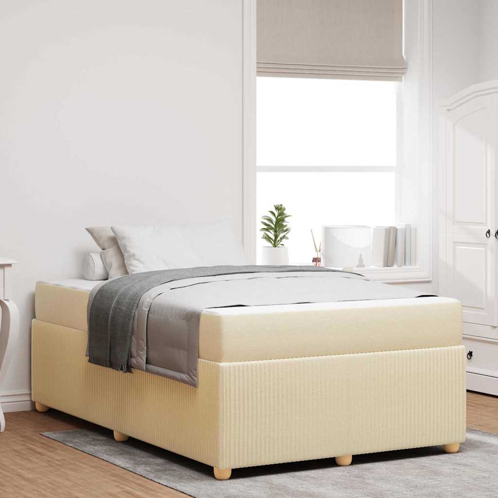 vidaXL Cadru de pat cu saltea cu saltea Crem 120 x 190 cm țesătură