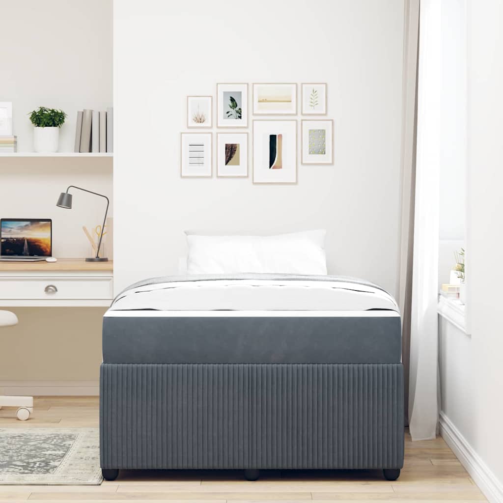 vidaXL Cadru de pat cu saltea Gri închis 120 x 190 cm Catifea