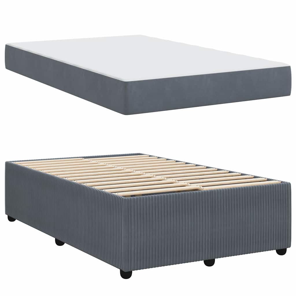 vidaXL Cadru de pat cu saltea Gri închis 120 x 190 cm Catifea