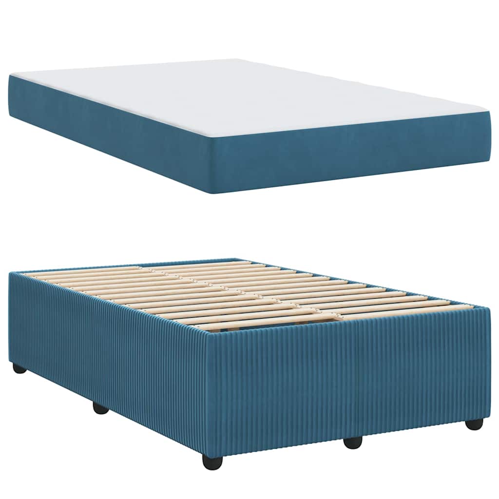 vidaXL Cadru de pat cu saltea cu saltea albastru 120 x 190 cm Catifea