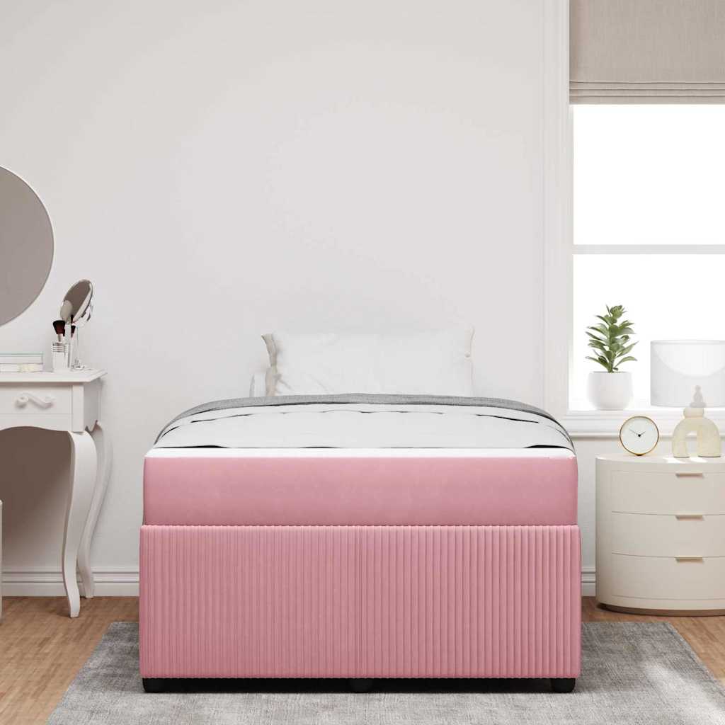 vidaXL Cadru de pat cu saltea cu saltea Roz 120 x 190 cm Catifea