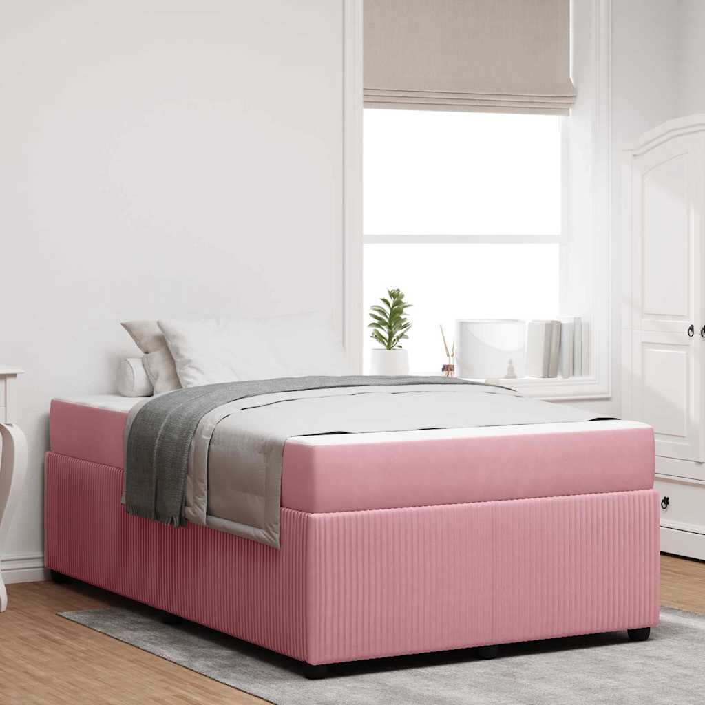 vidaXL Cadru de pat cu saltea cu saltea Roz 120 x 190 cm Catifea