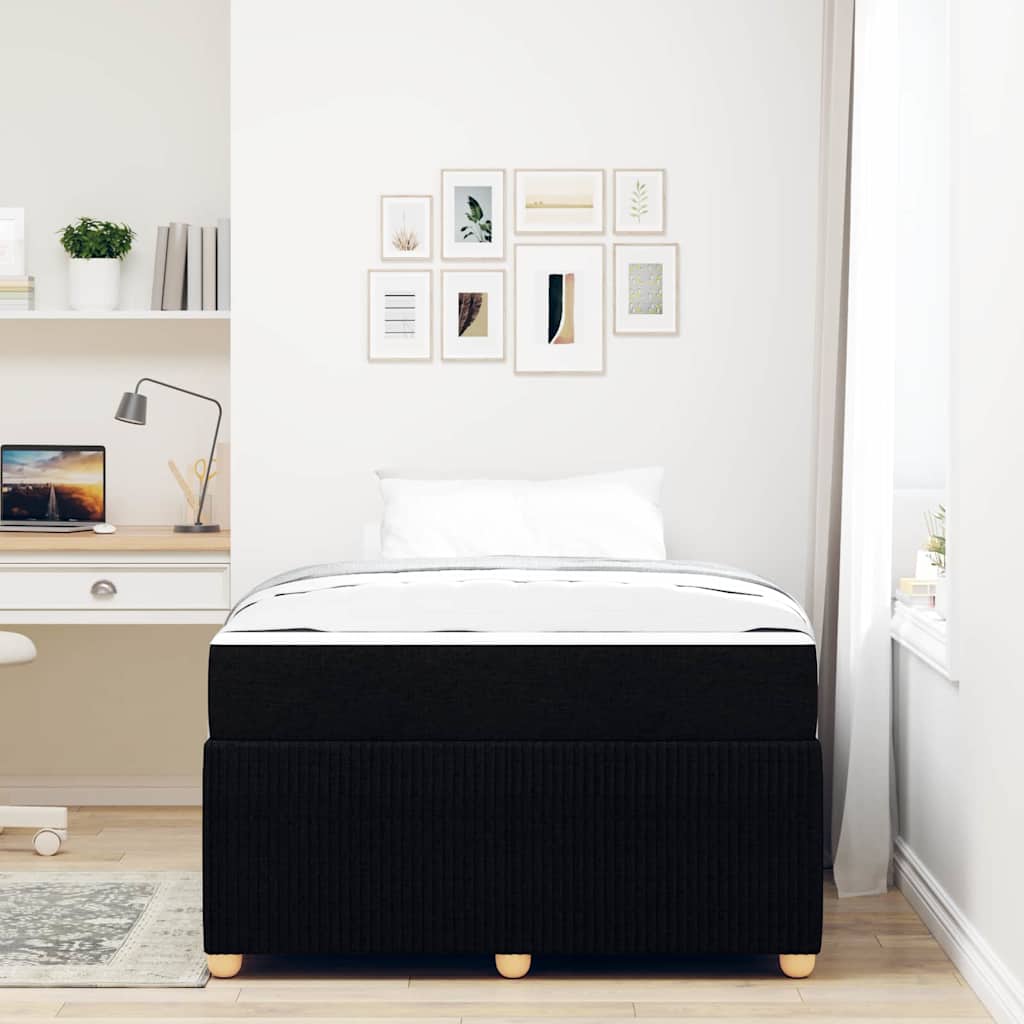 vidaXL Cadru de pat cu saltea cu saltea Negru 120 x 200 cm țesătură