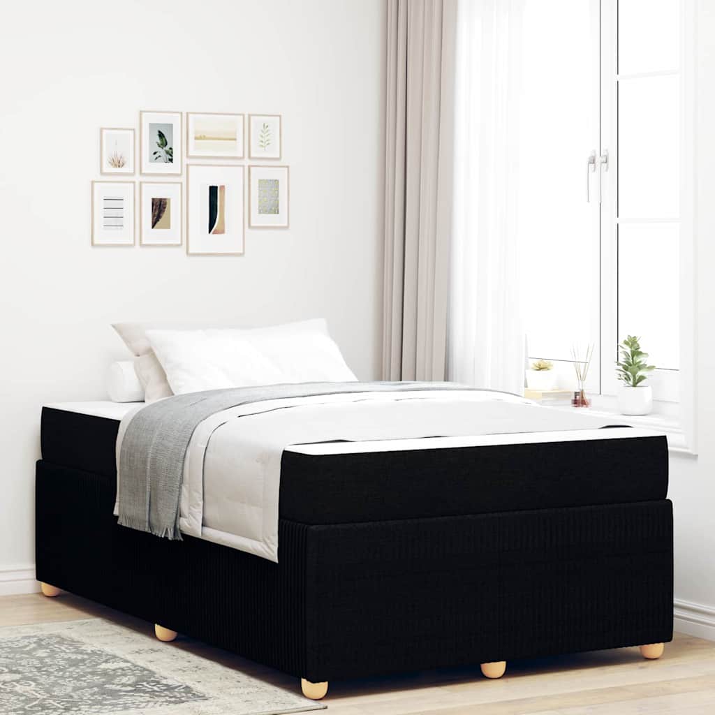 vidaXL Cadru de pat cu saltea cu saltea Negru 120 x 200 cm țesătură