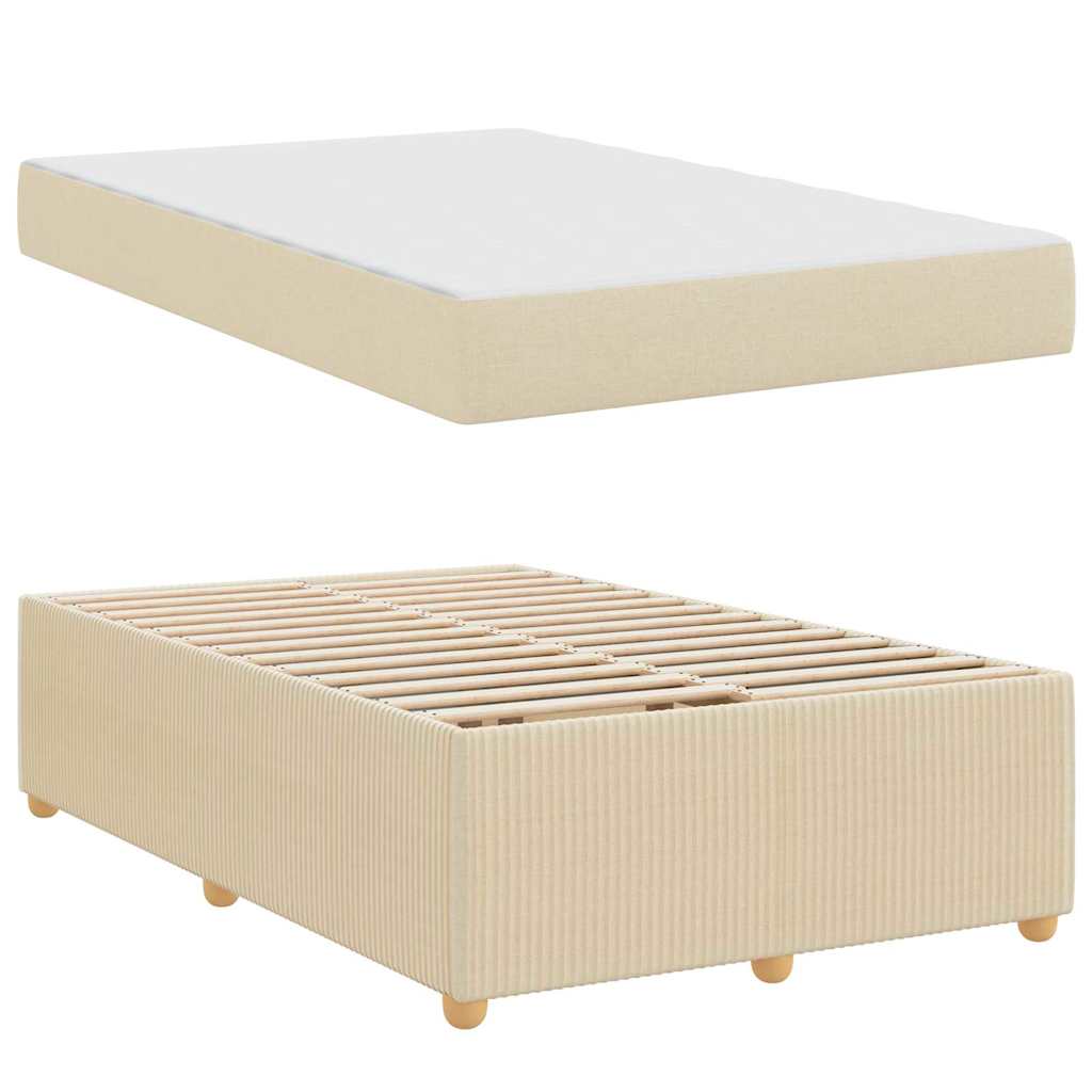 vidaXL Cadru de pat cu saltea cu saltea Crem 120 x 200 cm țesătură