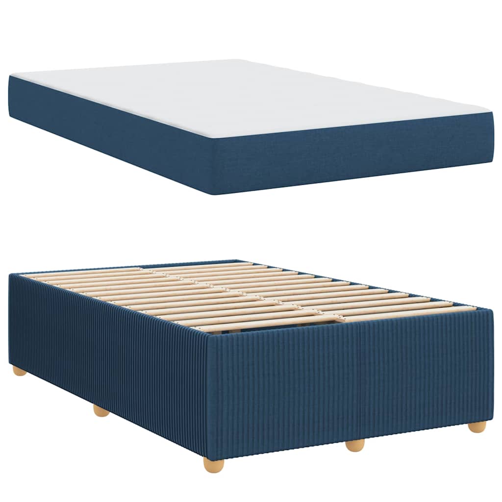 vidaXL Cadru de pat cu saltea cu saltea albastru 120 x 200 cm țesătură vidaXL Cadru de pat cu saltea cu saltea albastru 120 x 200 cm țesătură