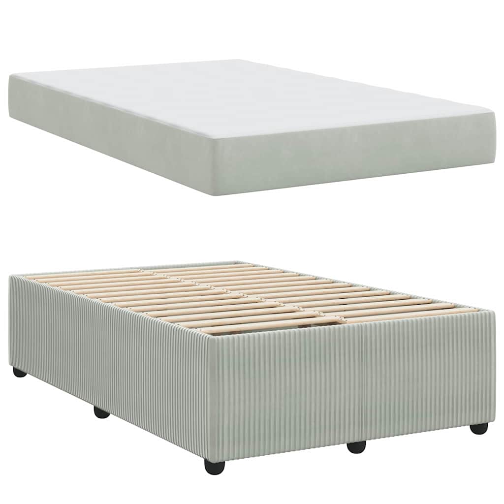 vidaXL Cadru de pat cu saltea Gri deschis 120 x 200 cm Catifea