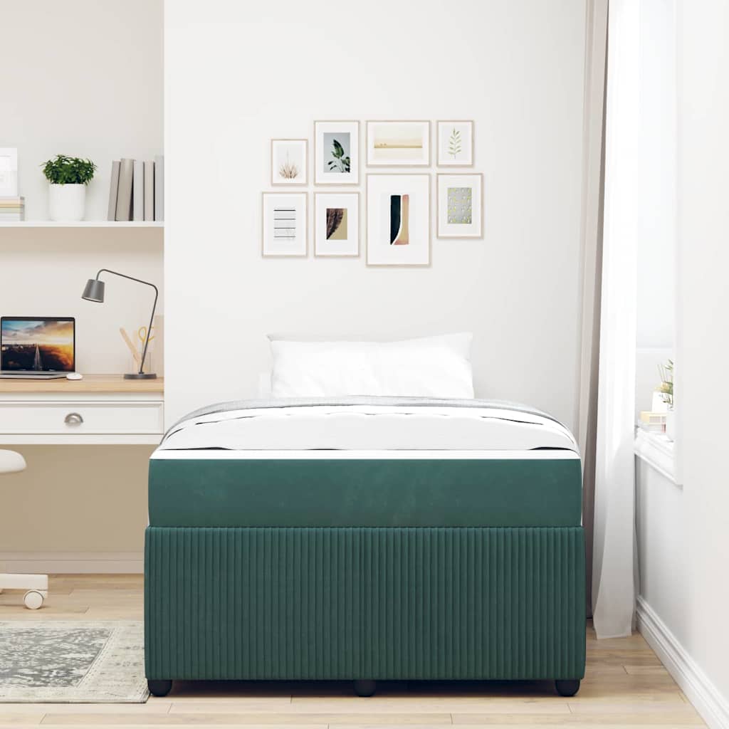 vidaXL Cadru de pat cu saltea Verde închis 120 x 200 cm Catifea