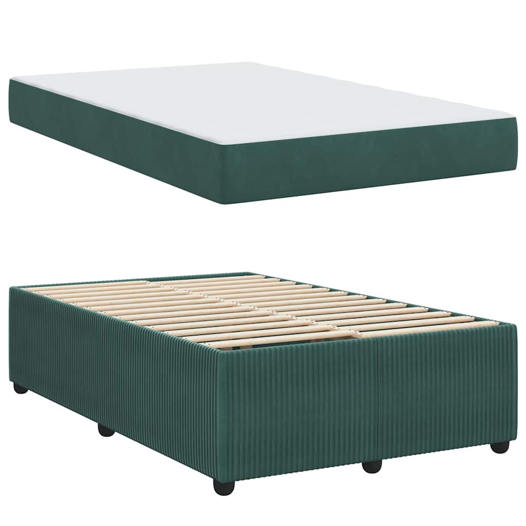 vidaXL Cadru de pat cu saltea Verde închis 120 x 200 cm Catifea
