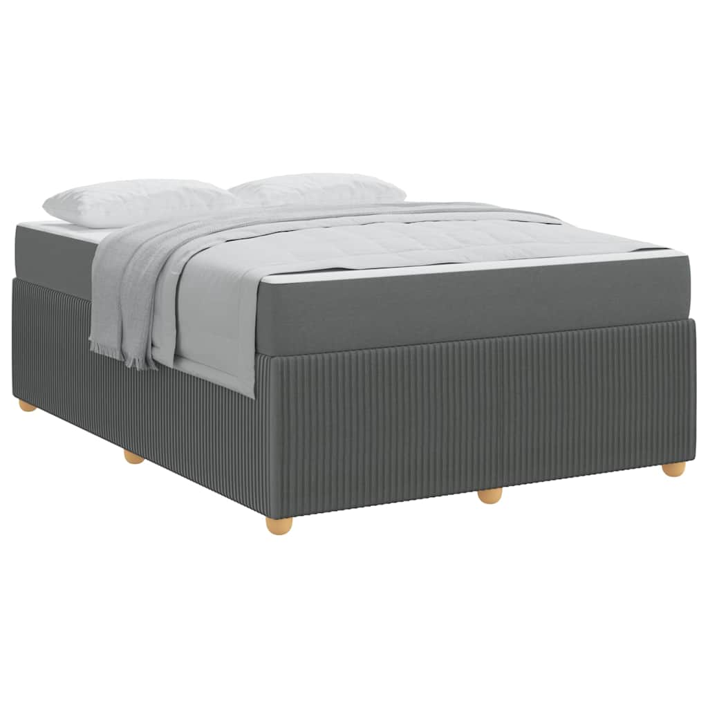 vidaXL Cadru de pat cu saltea Gri închis 140 x 200 cm țesătură
