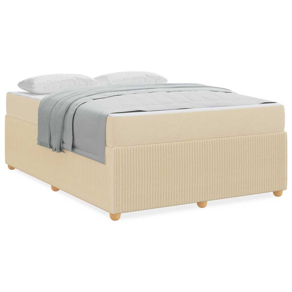 vidaXL Cadru de pat cu saltea cu saltea Crem 140 x 200 cm țesătură