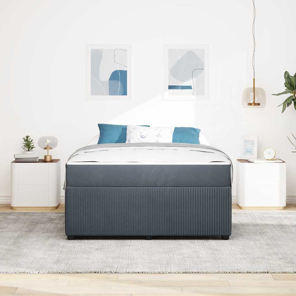 vidaXL Cadru de pat cu saltea Gri închis 140 x 200 cm Catifea