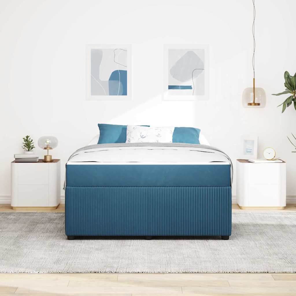 vidaXL Cadru de pat cu saltea cu saltea albastru 140 x 200 cm Catifea