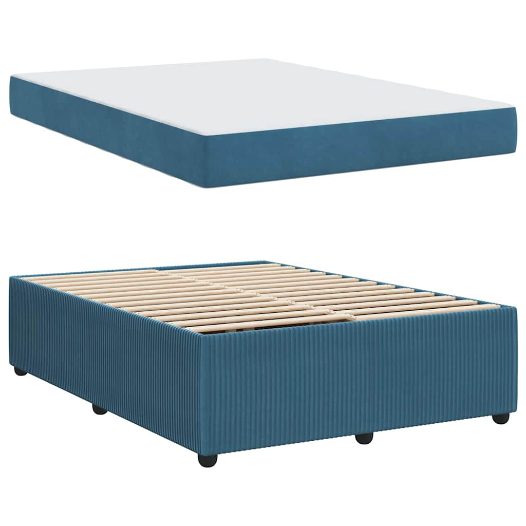 vidaXL Cadru de pat cu saltea cu saltea albastru 140 x 200 cm Catifea